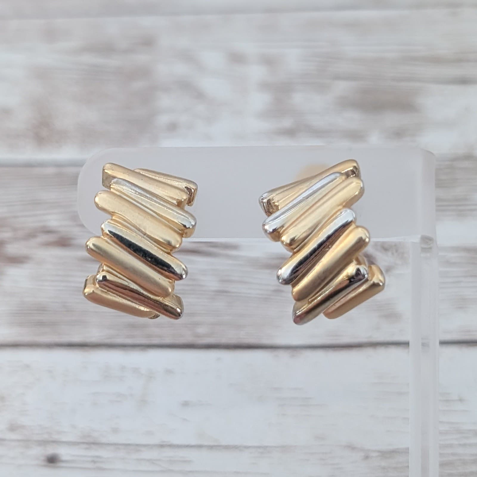 Vintage Clip On Earrings Statement Chunky Retro Glam Stylish Just Under1"