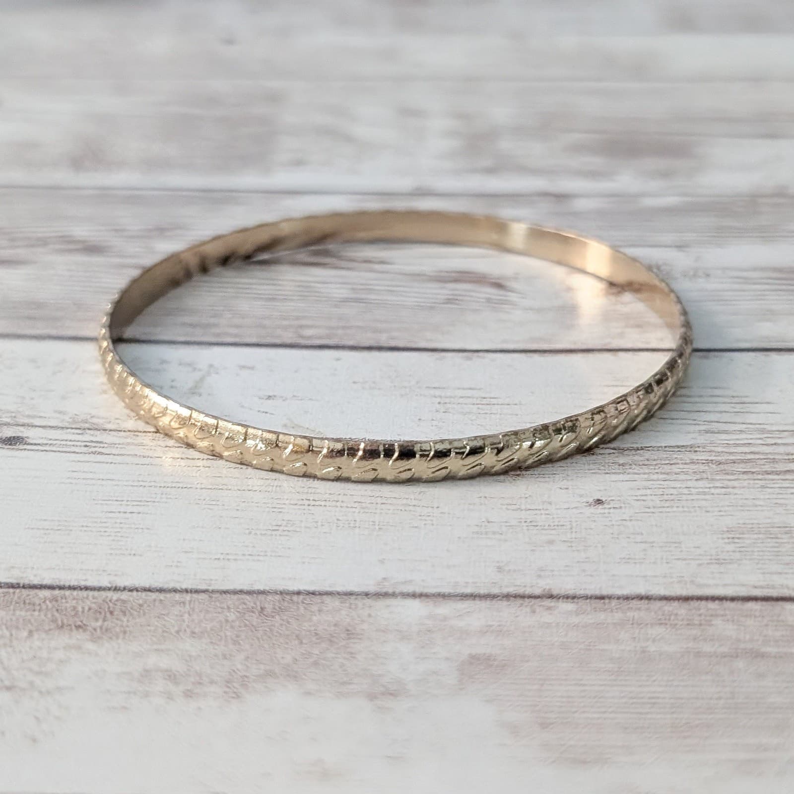 Vintage Bracelet - Gold Tone with Pattern - Vintage Bangle