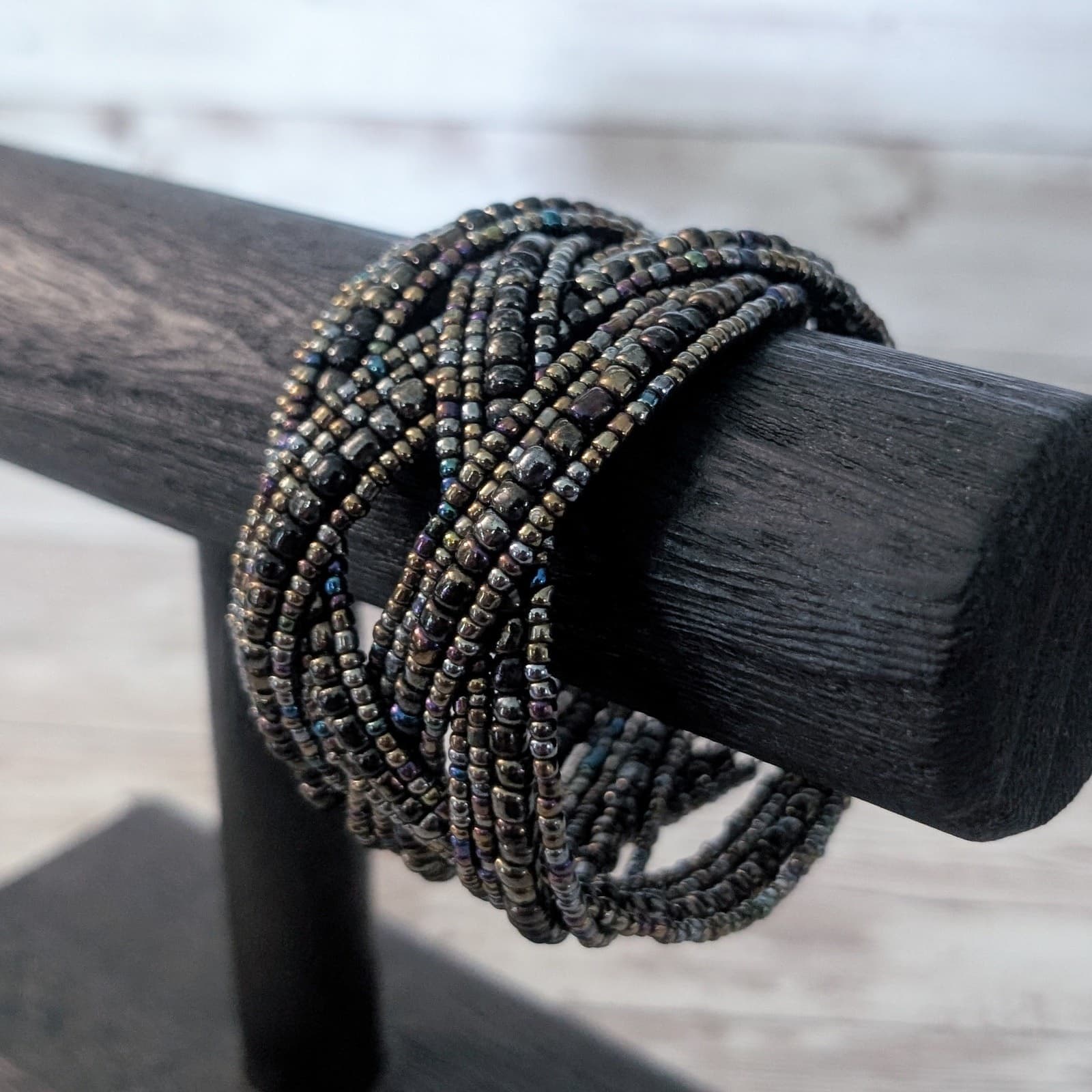 Vintage Cuff Bracelet Dark Multi Color Tones - Statement Bracelet