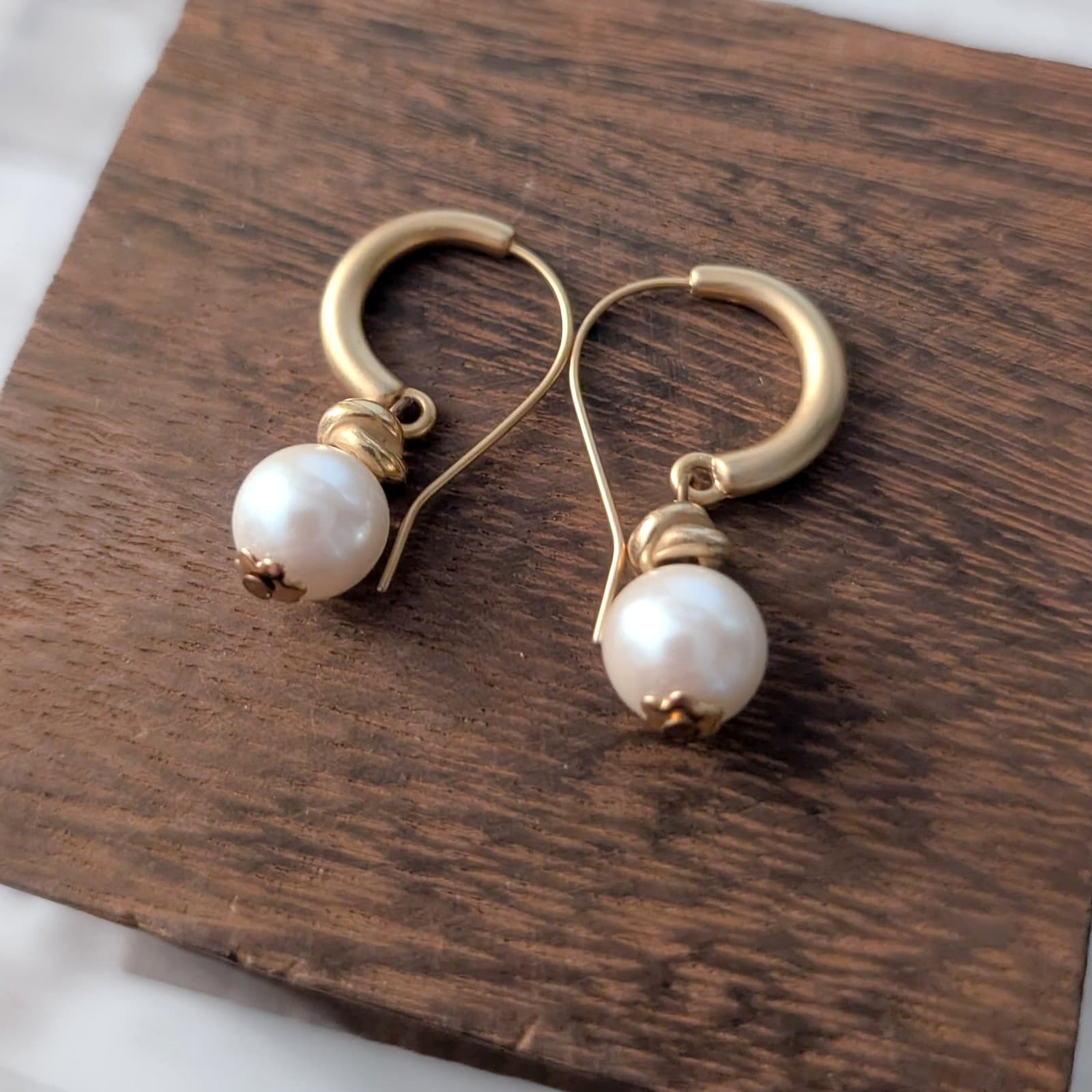 Vintage Earrings for Pierced Ears Stylish Gold Tone & Faux Pearl Statement