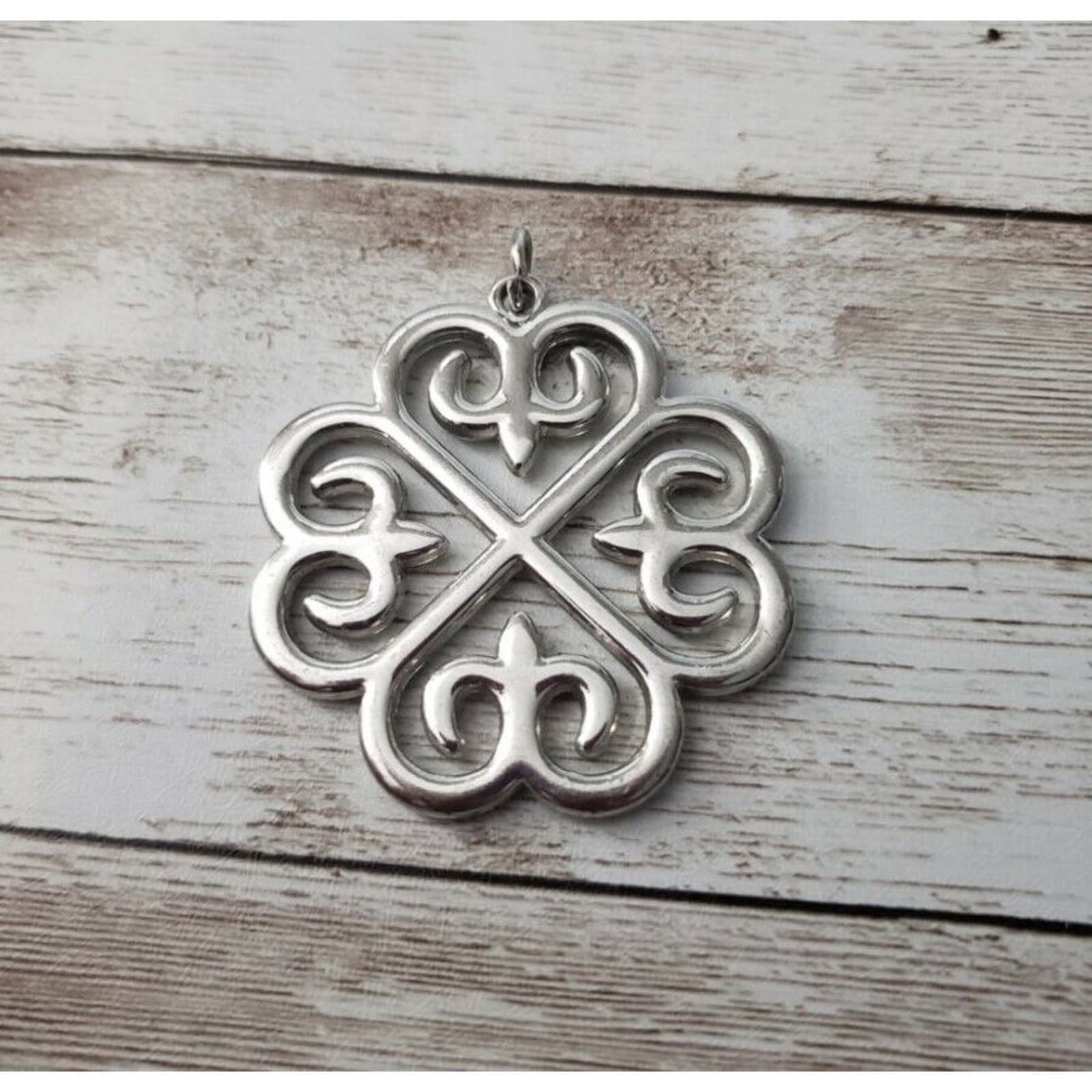 Vintage Pendant - Large Silver Tone Celtic Style - No Chain Included