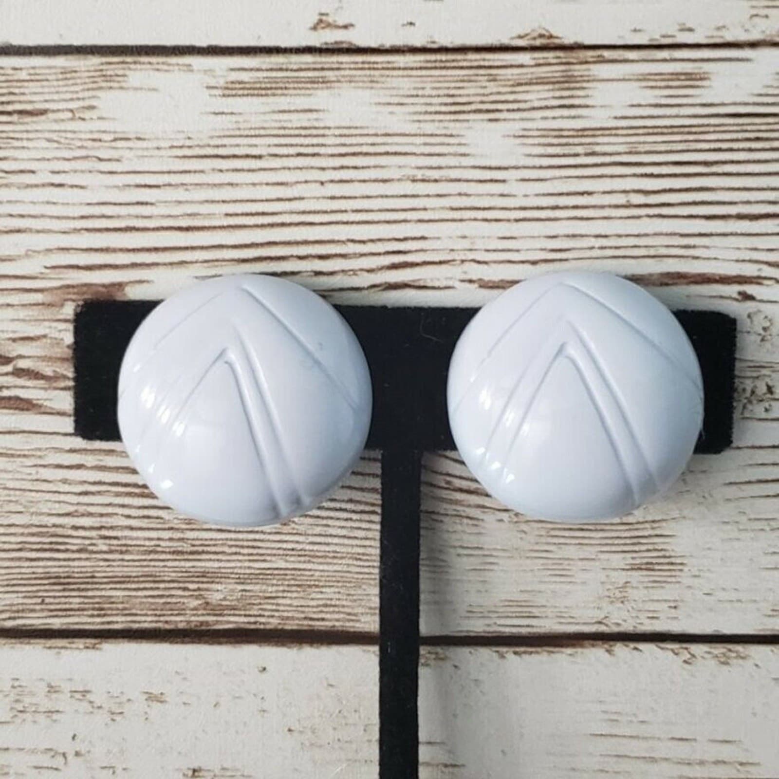 Vintage Clip On Earrings 1" Light Blue Circle with Carved Detail