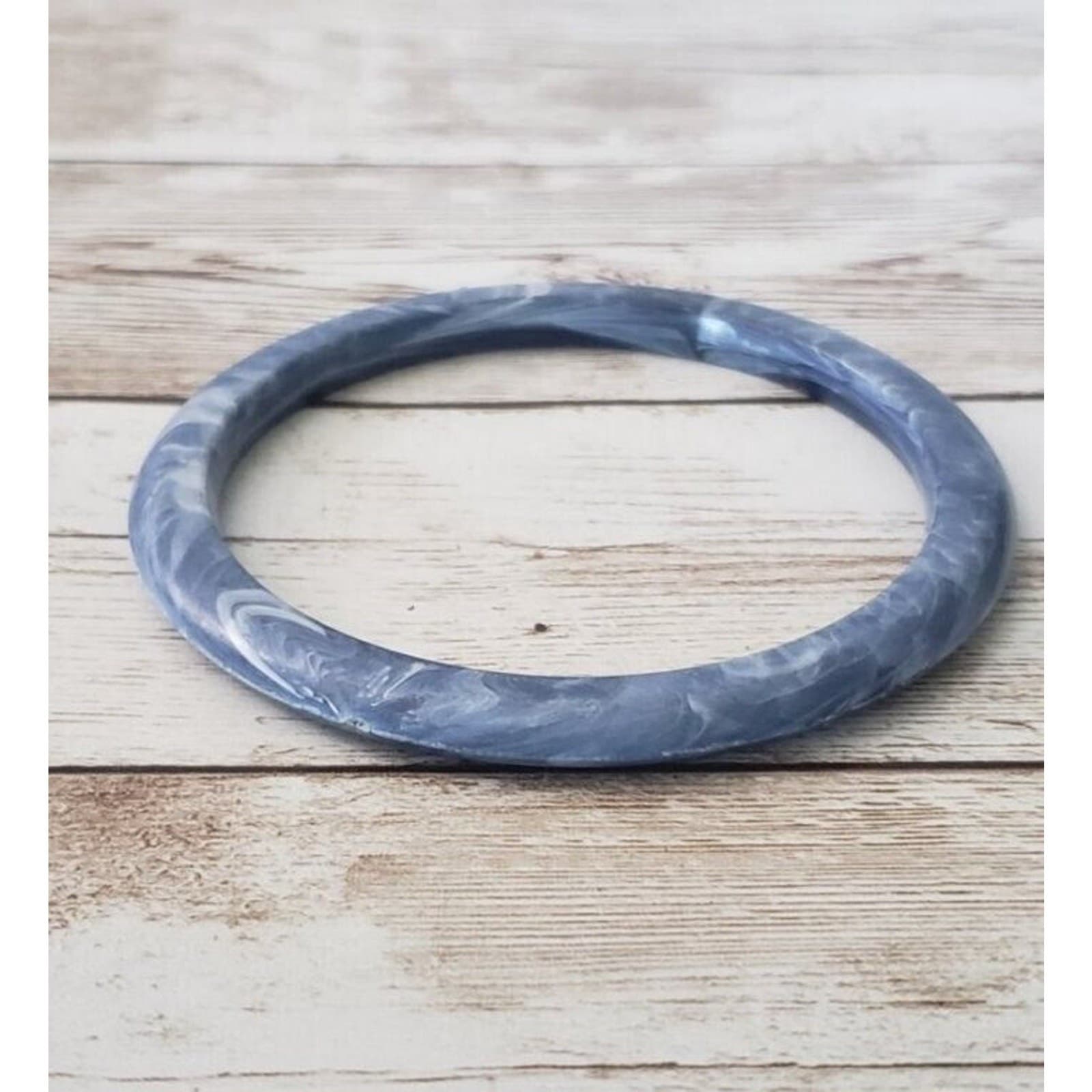 Vintage Bracelet / Bangle - Marbled Pattern Sky Blue