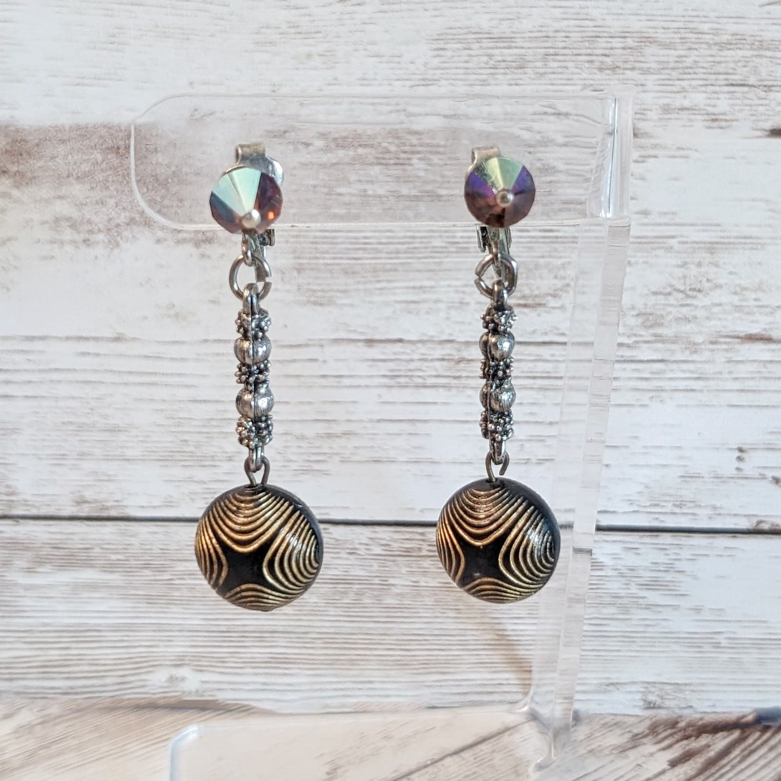Vintage Clip On Earrings - Long Unusual Dangle