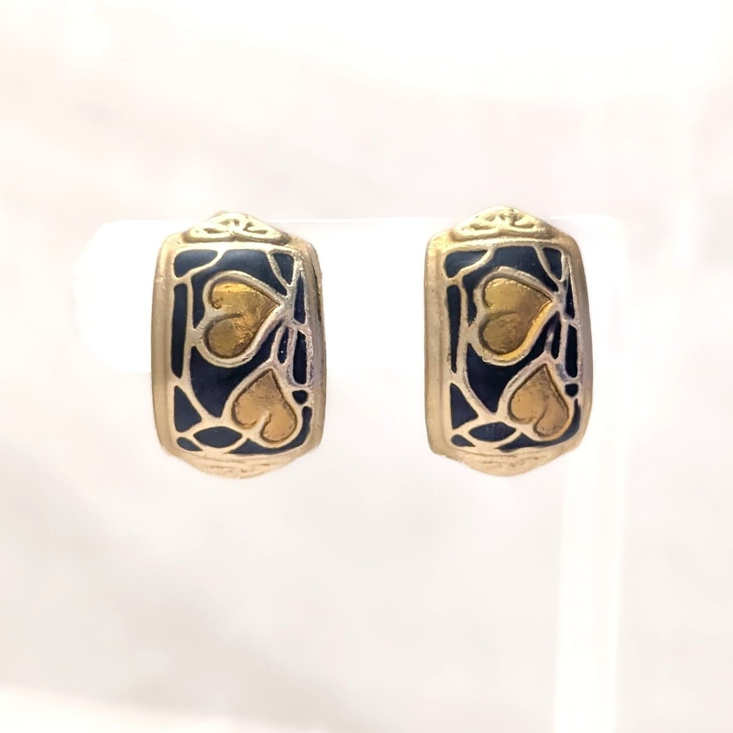 Vintage Clip On Earrings Statement Unusual Heart Design - Love Theme
